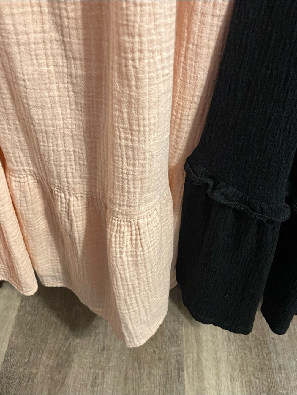 2 xl spaghetti strap ruffle gauze sun dresses pink/peach black uni thread Scoop - Picture 2 of 8
